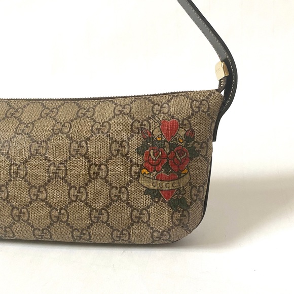 SOLD Gucci GG Canvas Tattoo Heart Shoulder Bag - Picture 6 of 10